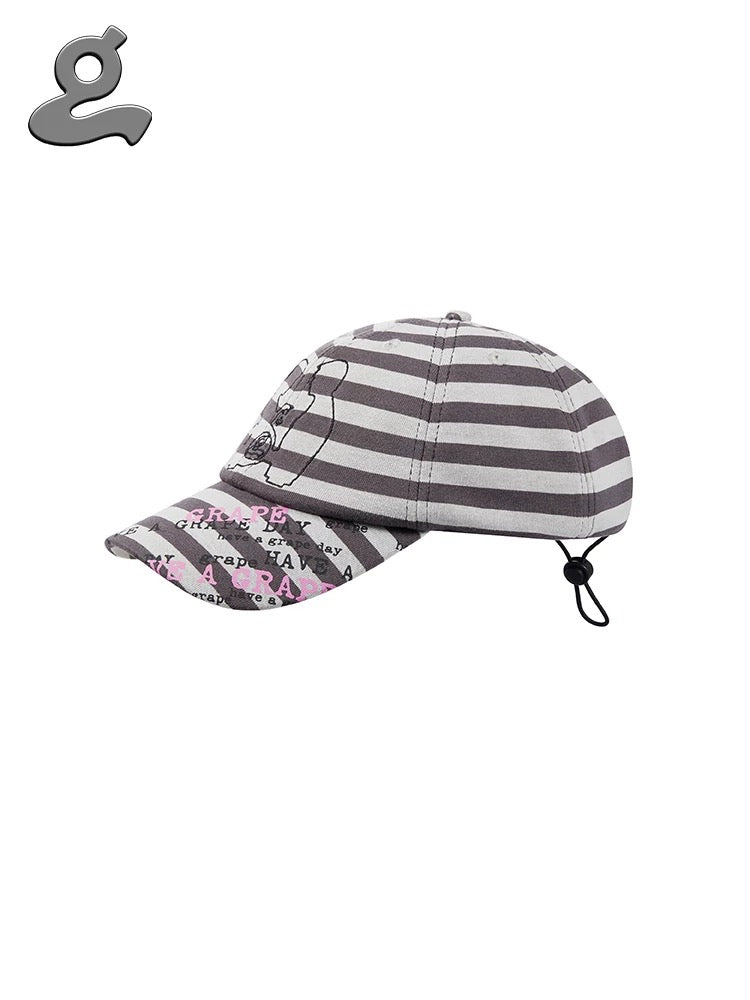 Grape｜Grey Stripe Embroidered Cap