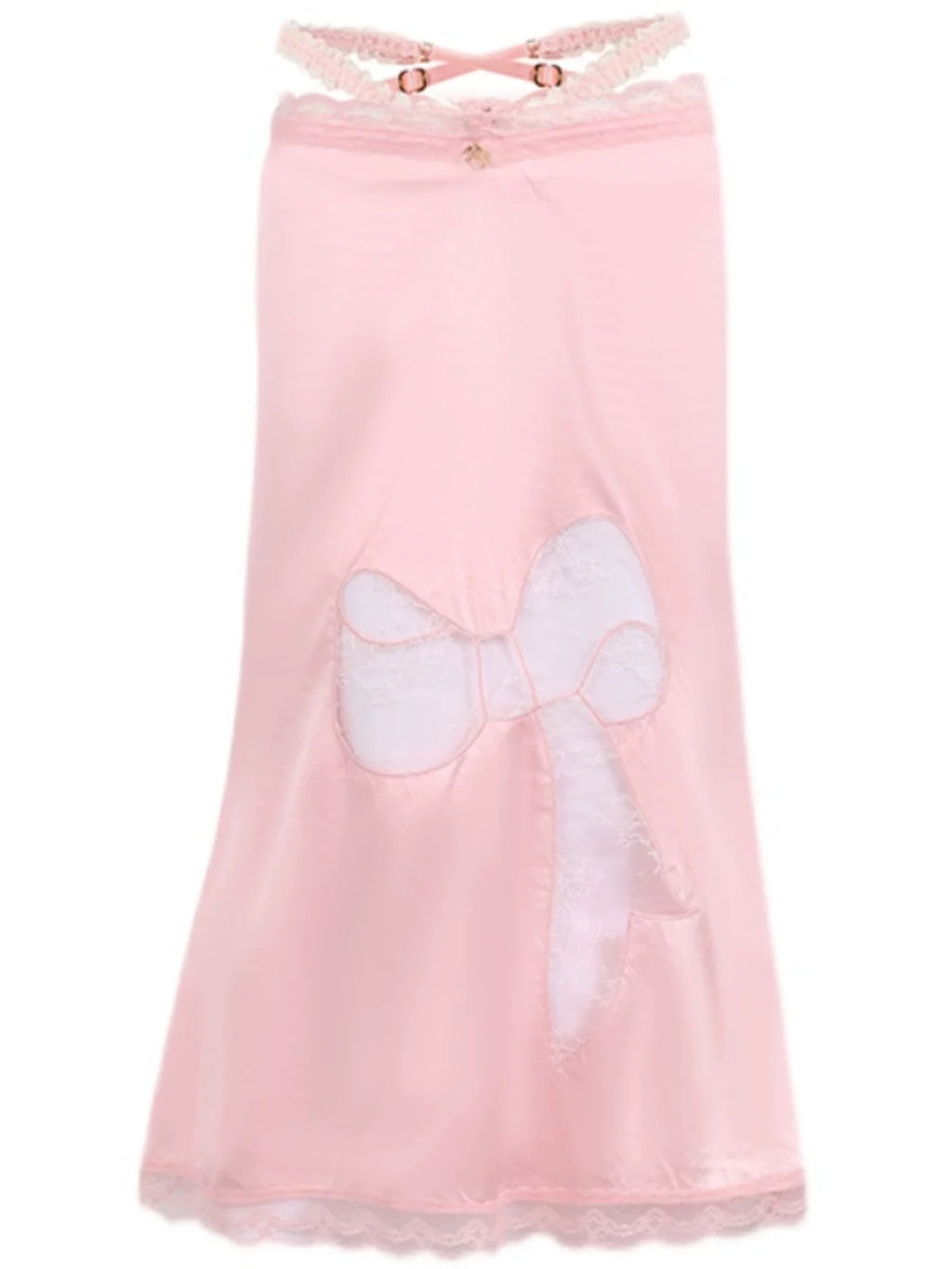 Room SERVICE｜Pink Bow Embroidered Sheer Skirt