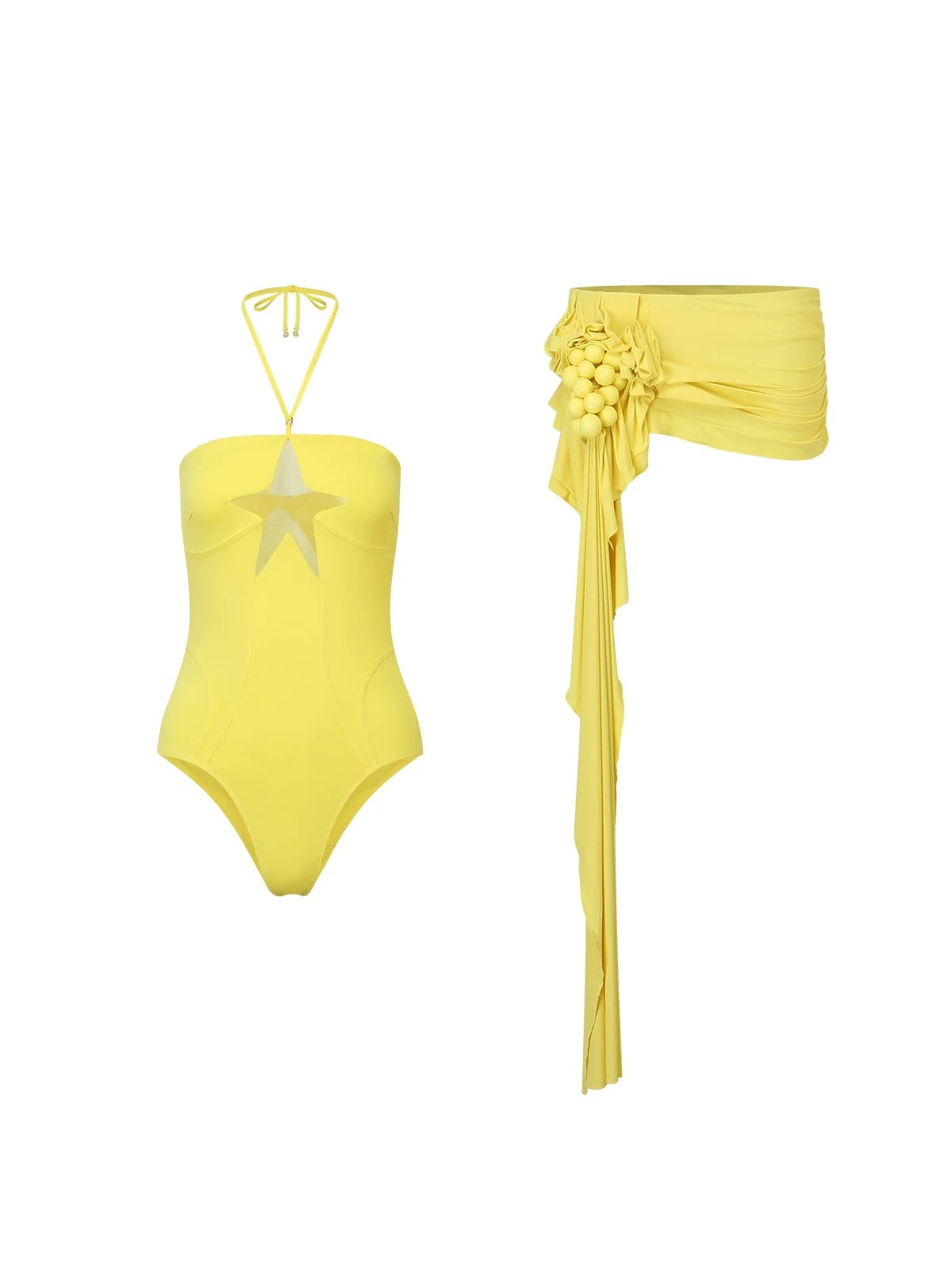Room SERVICE｜Yellow Cutout Starfish Swimsuit Set