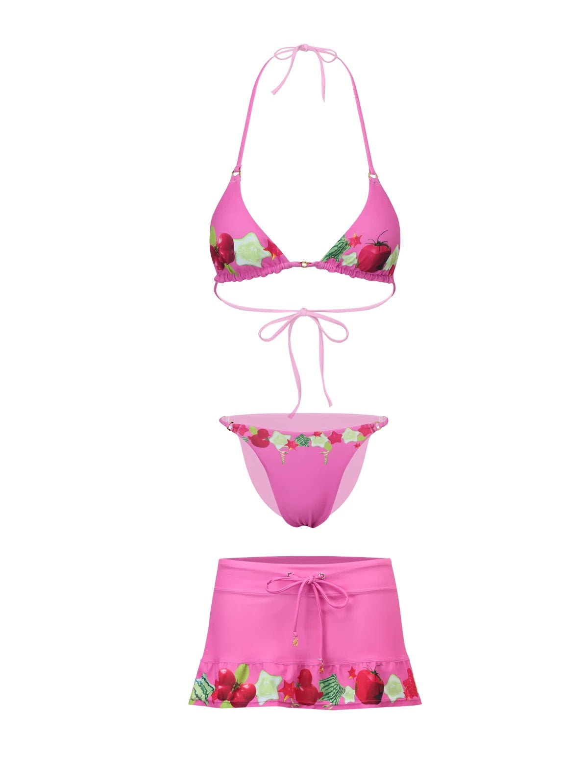 Room SERVICE｜Pink Fruit Wreath Bikini Set