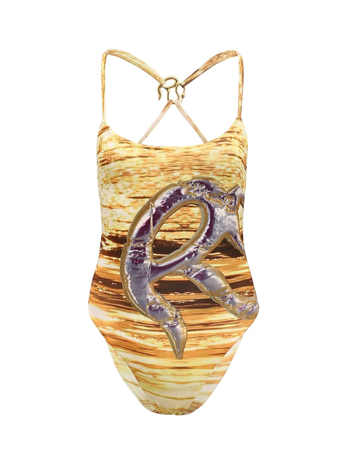 Room SERVICE｜Gold Logo Print Summer Swimsuit